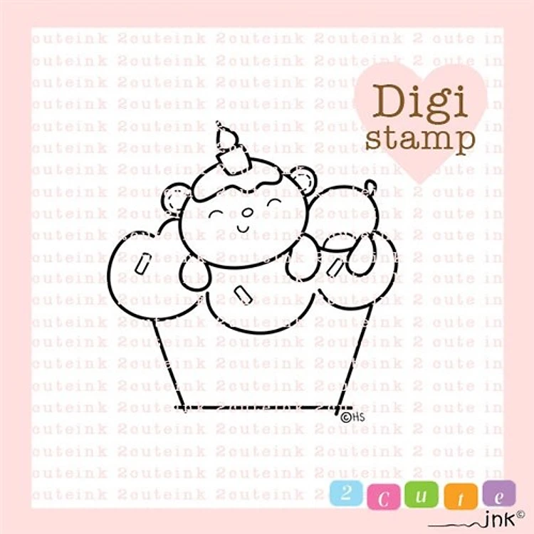 Cupcake Bear Digital Stamp