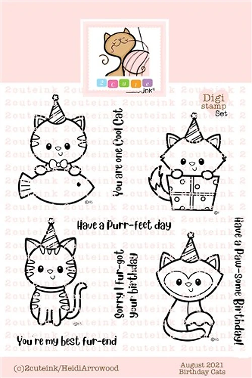 Birthday Cats Digital Stamps Set