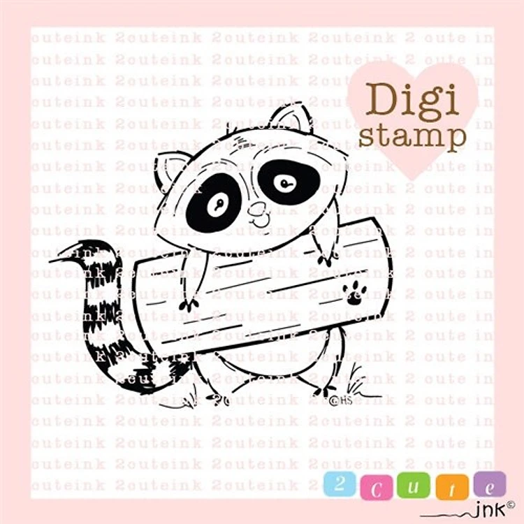 Cute Raccoon Digital Stamp for Card Making