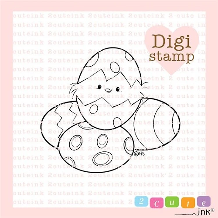 Easter Egg Chickie Digital Stamp for Card Making