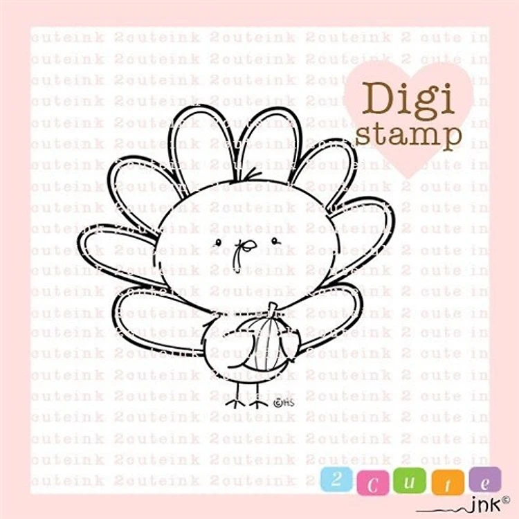 Cute Turkey Digital Stamp for Card Making