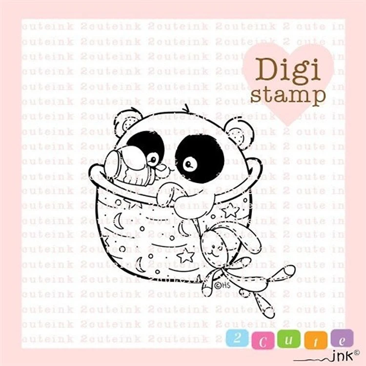 Baby Panda Digital Stamp for Card Making