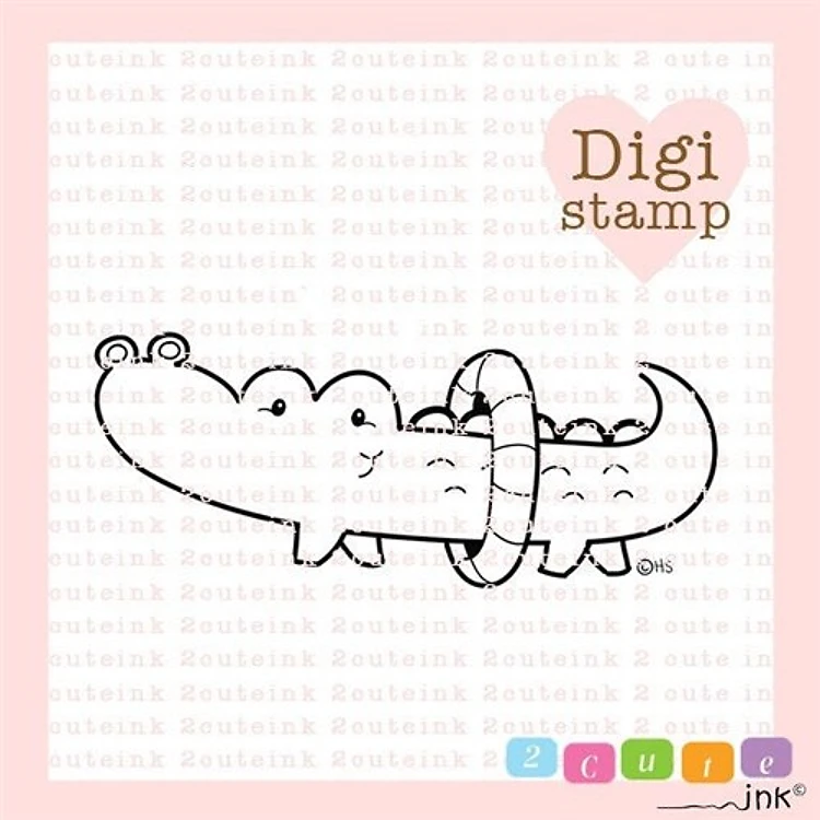 Alligator Swim Digital Stamp for Card Making