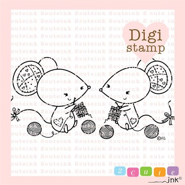 Crocheting & Knitting Mice Digital Stamp