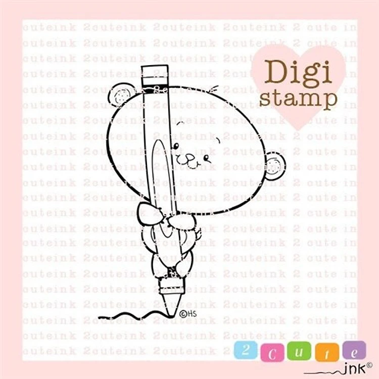 Bear Crayon Digital Stamp for Card Making