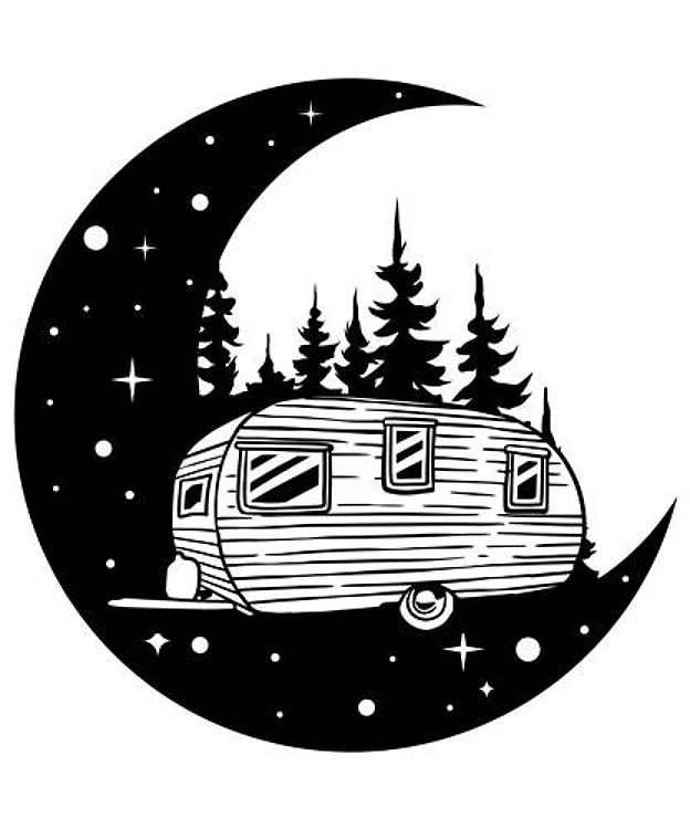 Camper In Crescent Moon