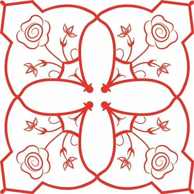 Red Floral Block