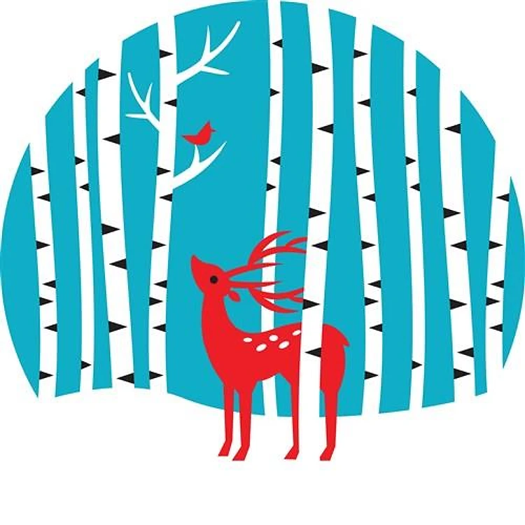 Winter Deer Scene