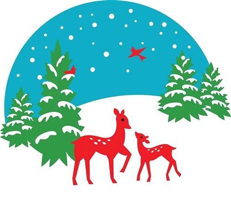 Winter Deer Scene