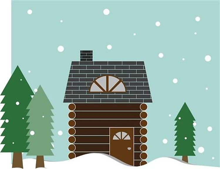 Winter Log Cabin