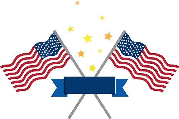 Crossed American Flags