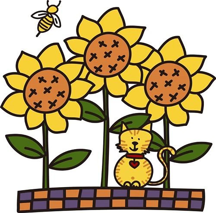 Cat In Sunflowers