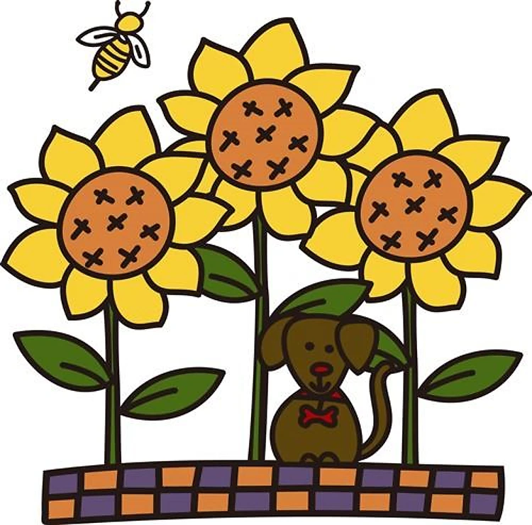 Dog In Sunflowers