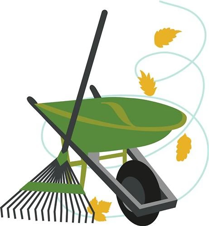 Wheelbarrow & Rake