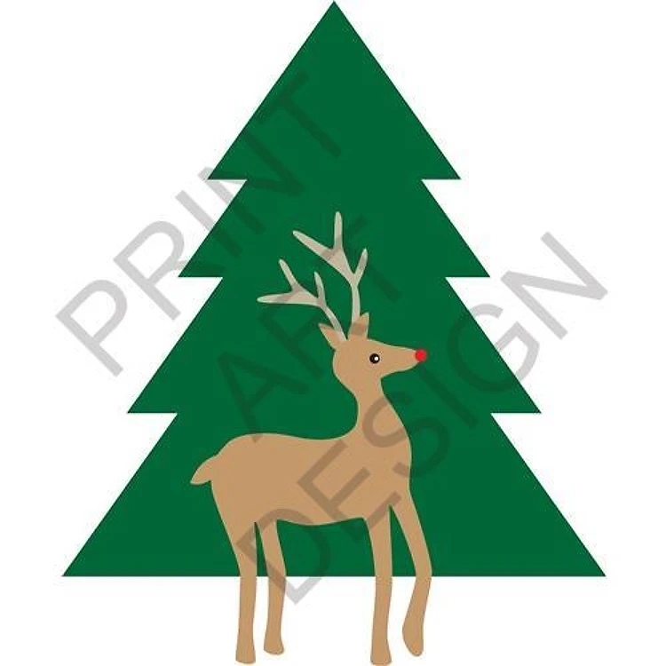 Reindeer and Pine Tree