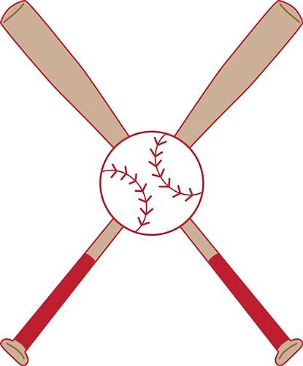Crossed Bats & Baseball
