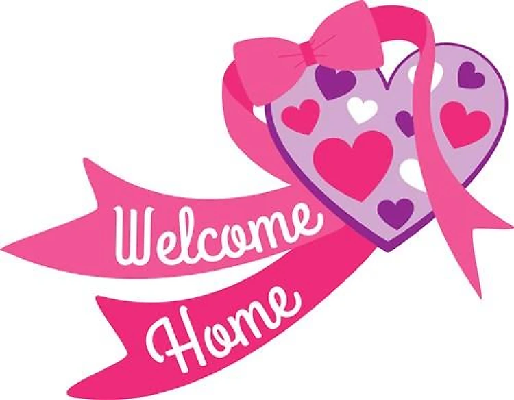 Hearts and ribbon welcome home