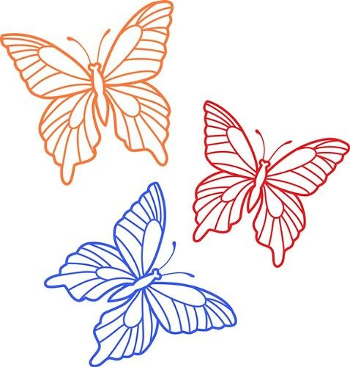 THREE BUTTERFLY OUTLINES