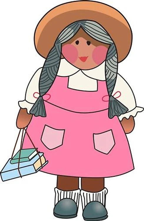 GIRL WITH SCHOOL BOOKS