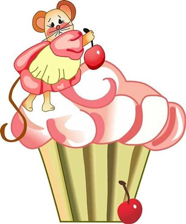 MOUSE ON CUPCAKE