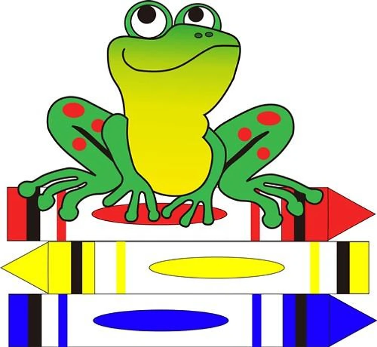 FROG ON CRAYONS