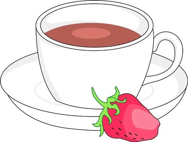 COFFEE CUP AND STRAWBERRY
