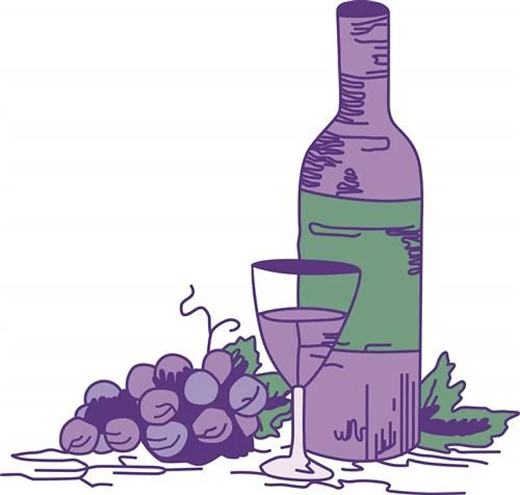 WINE BOTTLE AND GRAPES