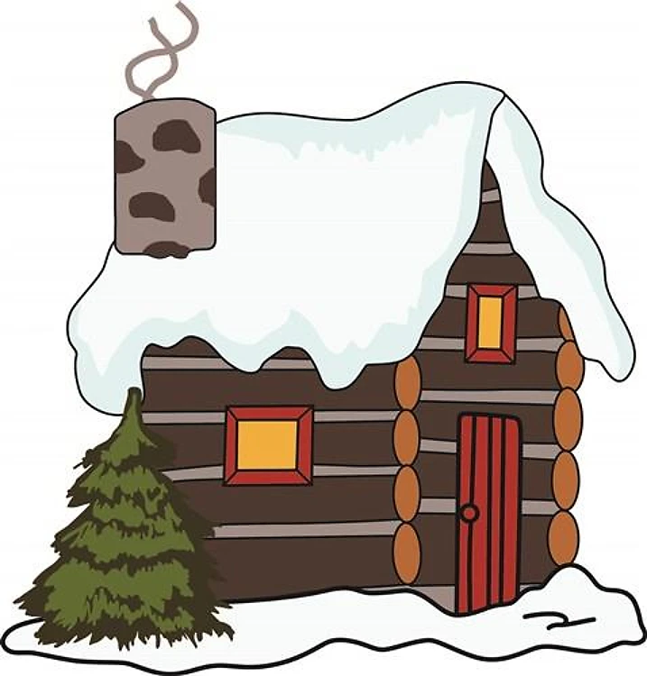 LOG CABIN IN WINTER
