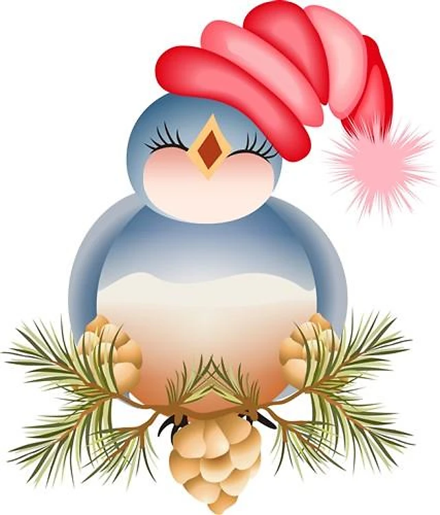BLUEBIRD IN SANTA HAT