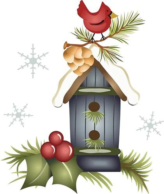 CARDINAL & SNOWFLAKES