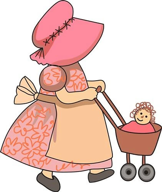 GIRL PUSHING STROLLER