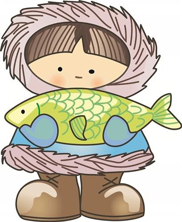 ESKIMO HOLDING FISH