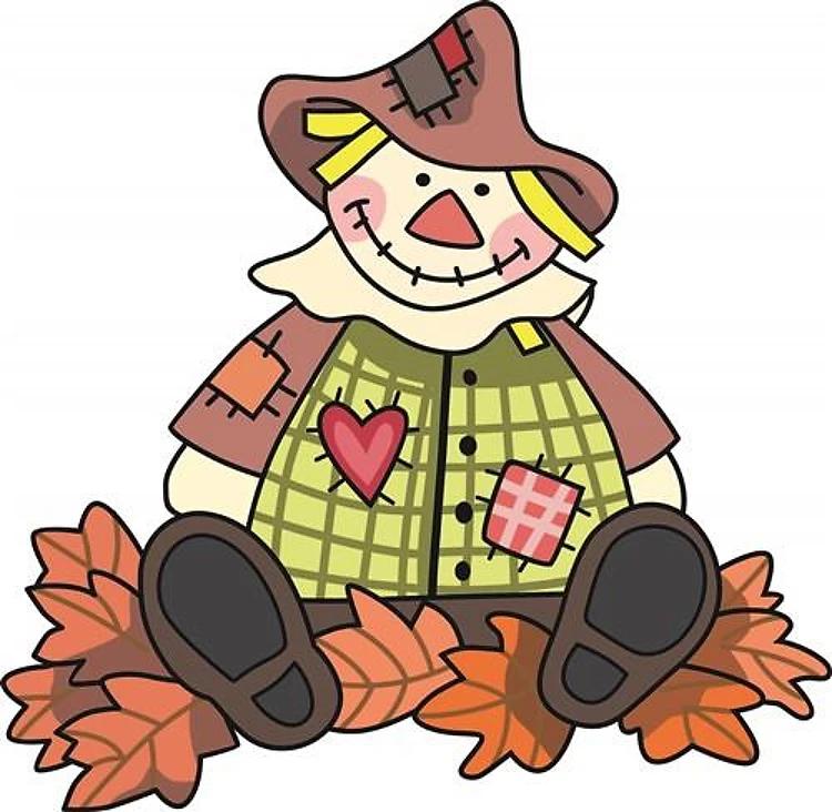 GIRL SCARECROW IN LEAVES