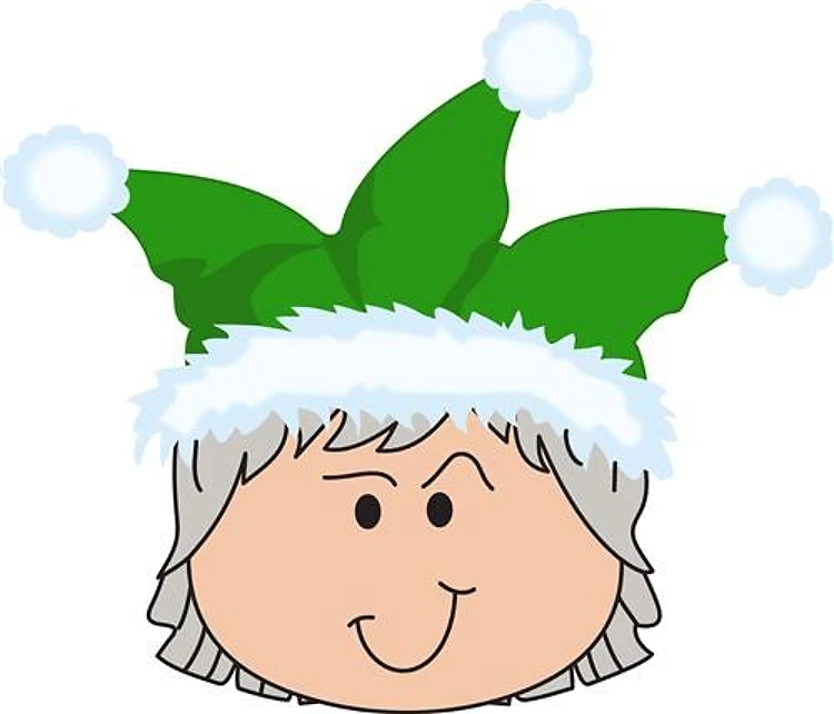 WOMAN IN CHRISTMAS HAT