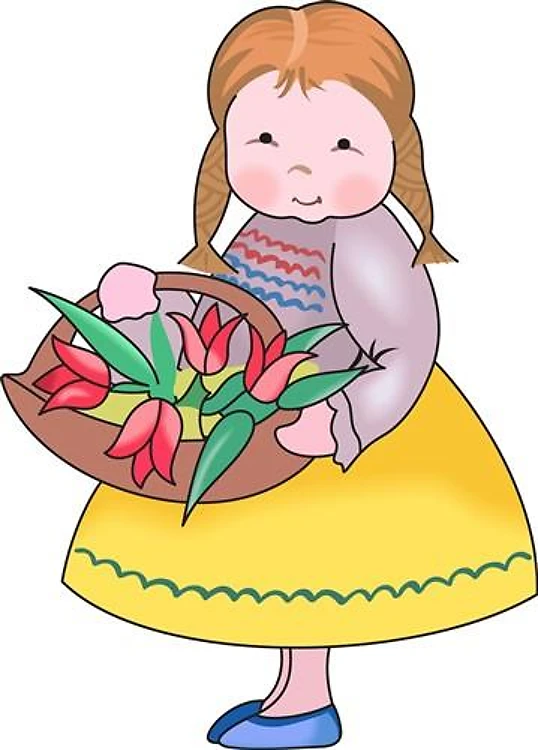 DUTCH GIRL WITH TULIPS
