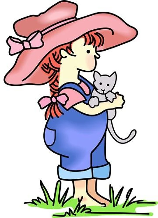 COUNTRY GIRL WITH CAT