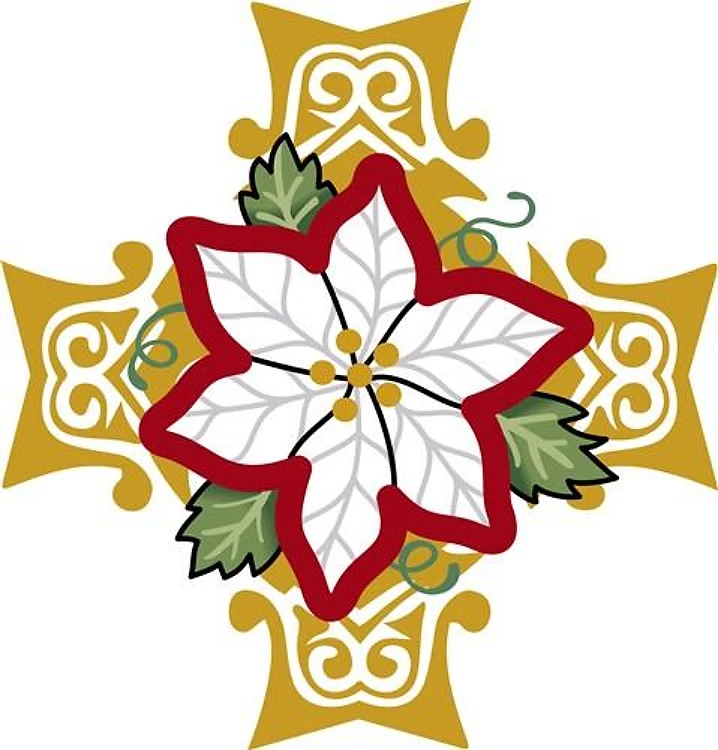 CROSS POINSETTIA APPLIQUE