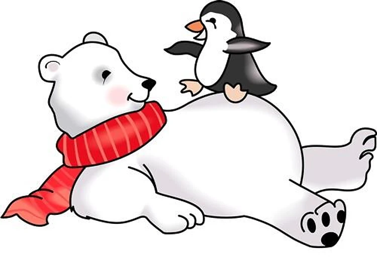 PENGUIN ON POLAR BEAR