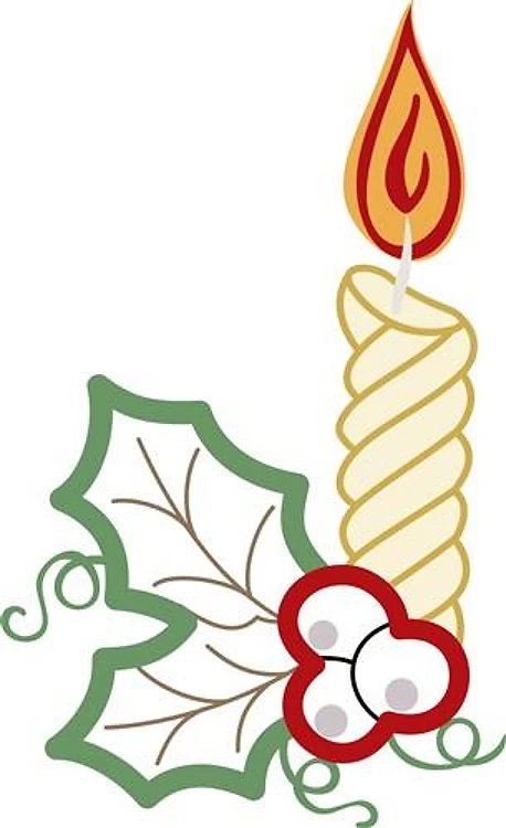 CANDLE AND HOLLY APPLIQUE