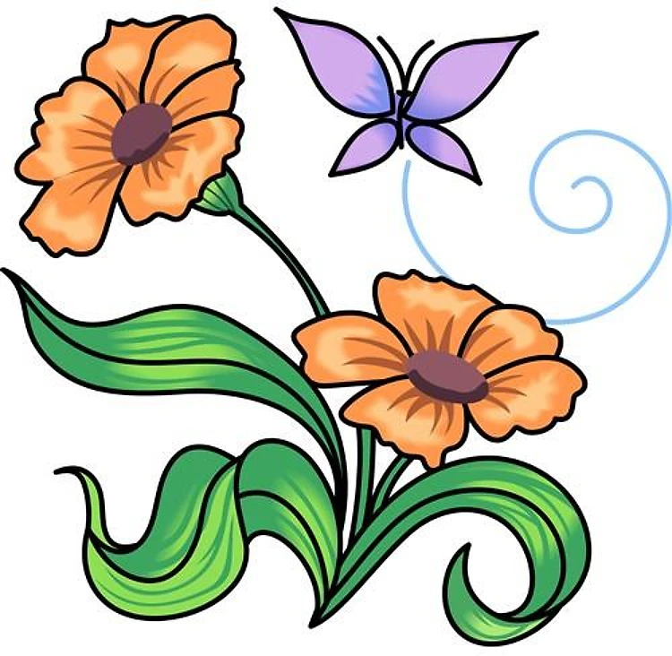 BUTTERFLY AND FLOWERS