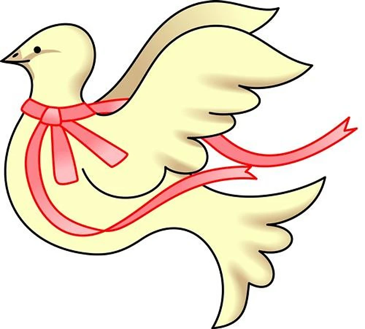 DOVE WITH RIBBON