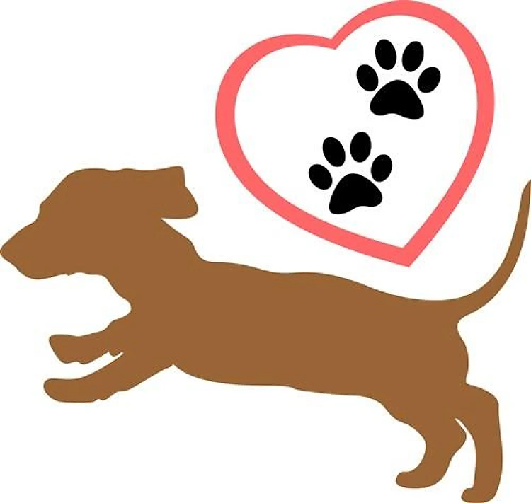 DACHSUND PAW PRINTS IN HEART