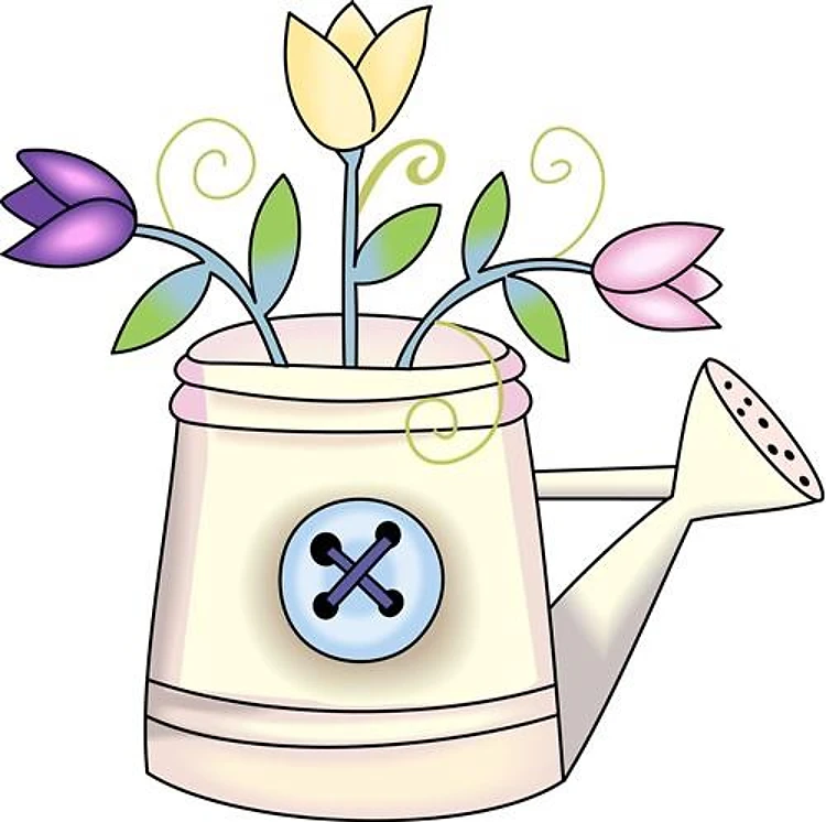 WATERING CAN WITH TULIPS