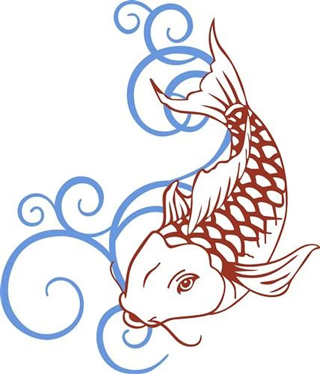 KOI FISH OUTLINE WATER SWIRLS