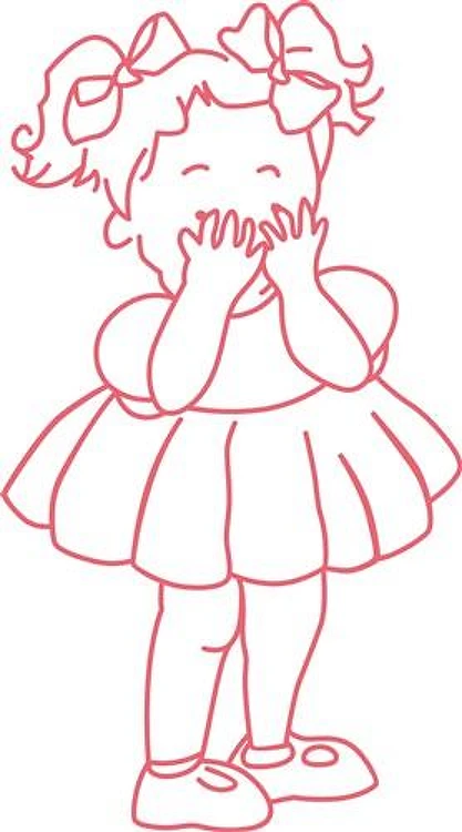REDWORK GIRL HIDING FACE