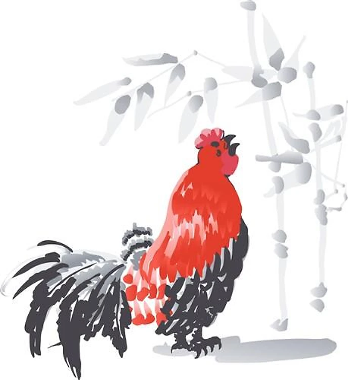 ROOSTER AND BAMBOO