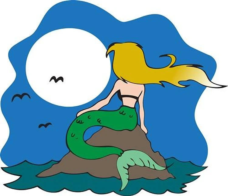 MERMAID GAZING AT MOON