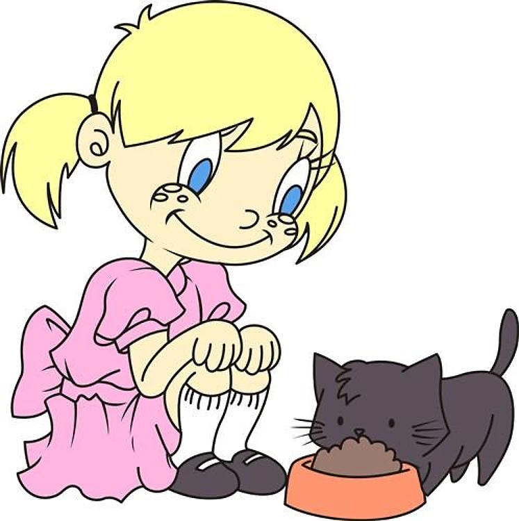 GIRL AND KITTEN