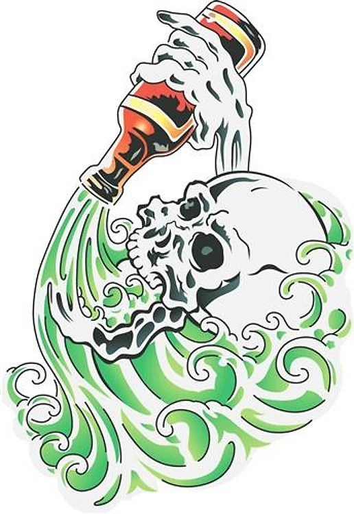 SKULL DRINKING BEER
