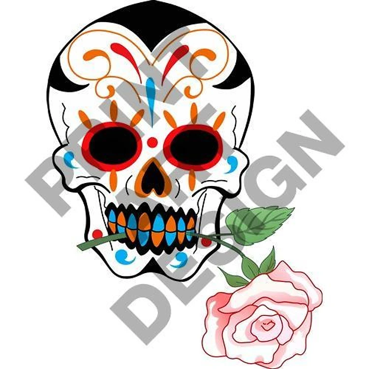 SKULL WITH ROSE